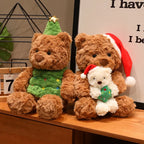 Cute Christmas Bear Plush Toy Christmas Dress Up Teddy Bear Scarf Hat Dress Up Comfort Doll Xmas Birthday Gifts