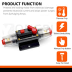 Circuit Breaker 20A to 300A Manual Reset for Car Audio System Waterproof Marine Circuit Breaker Reset Fuse 12V- 48V DC 40A 60A