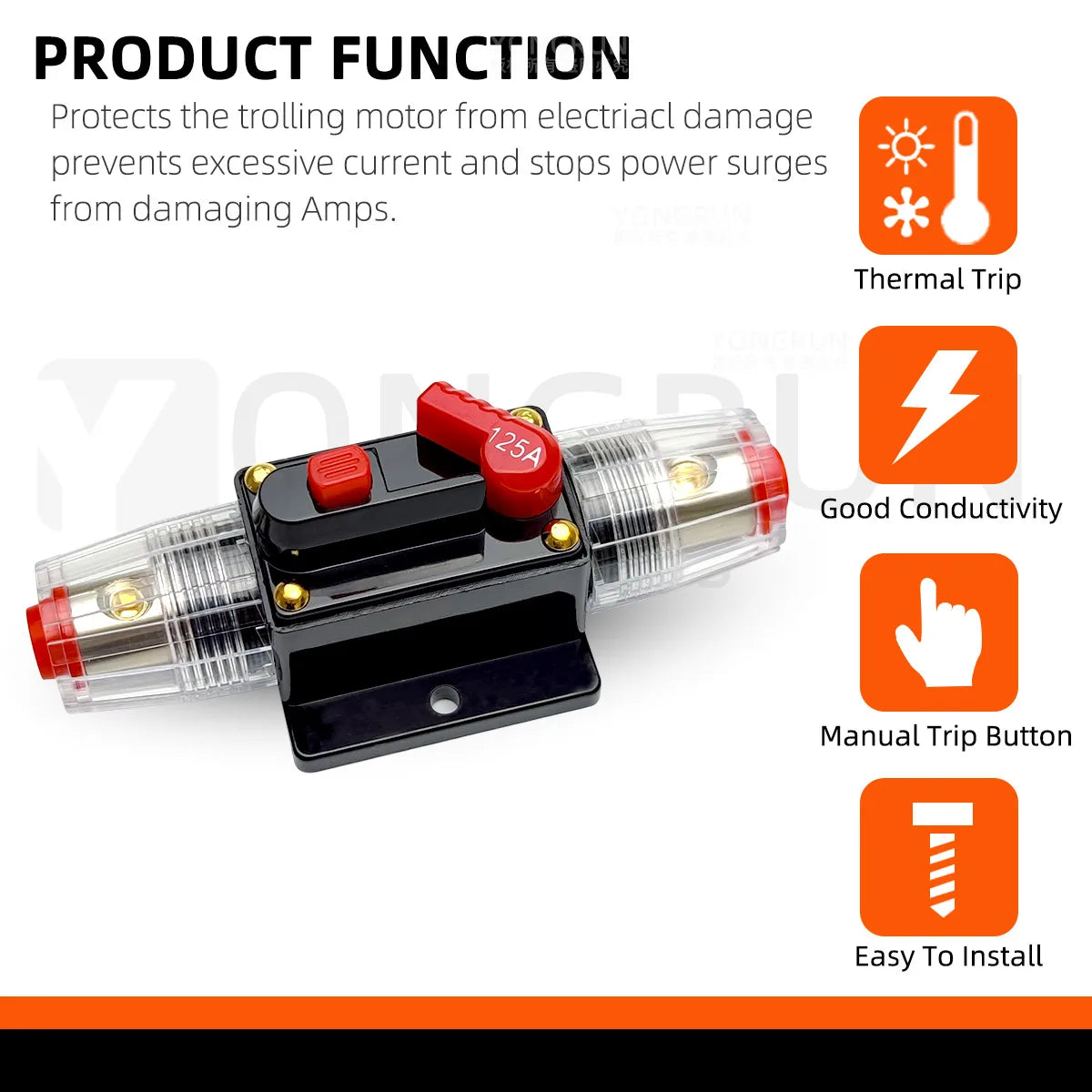 Circuit Breaker 20A to 300A Manual Reset for Car Audio System Waterproof Marine Circuit Breaker Reset Fuse 12V- 48V DC 40A 60A