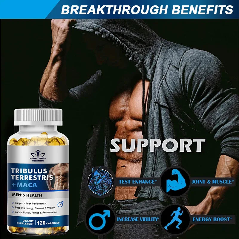 2PCS Men's L-Arginine Endurance Tribulus Terrestris Capsules Male and Female Supplements-Muscle Mass, Endurance and Vitality