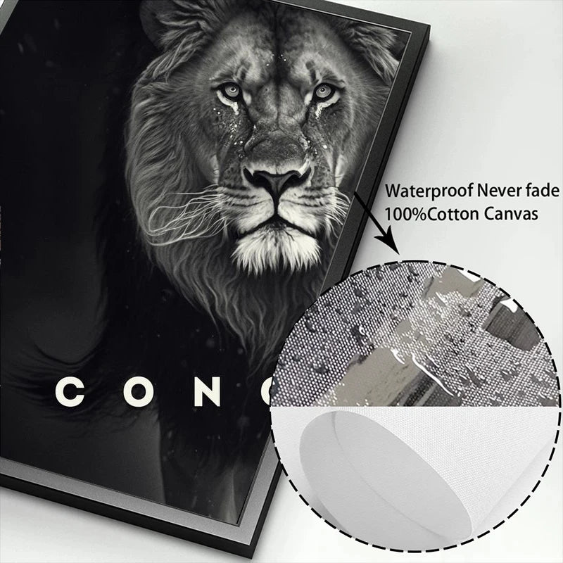 Animal Motivation Poster Panther Lion Motivational Canvas Posters Prints Canvas Painting Focus Conquer Fearless Mural Wall Decor