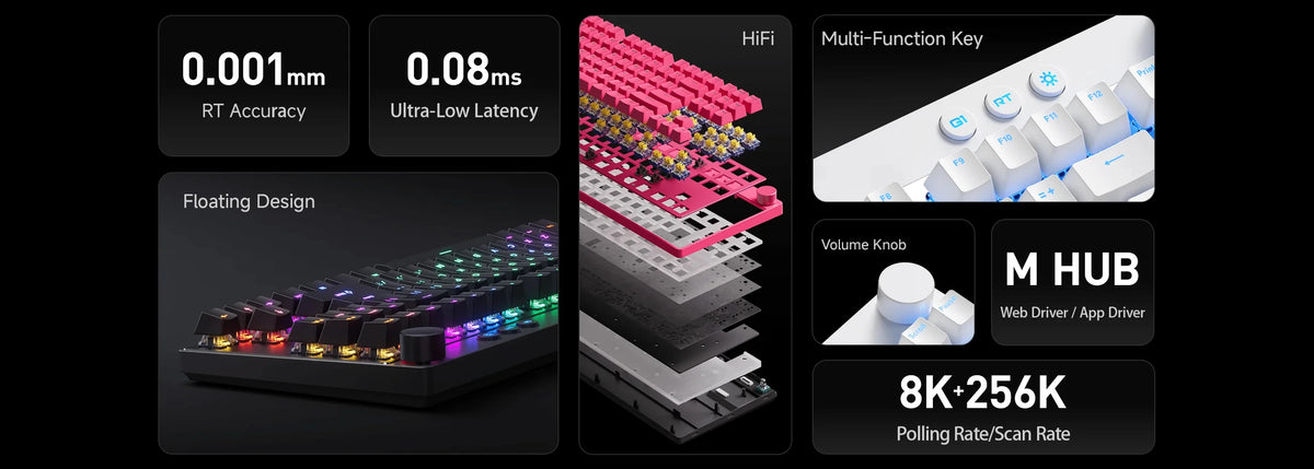 MCHOSE Mix 87 Magnetic Switch Gaming Keyboard Hall Effect 0.08ms Ultra-Low Latency 0.001mm Precision Office Wired Keyboard