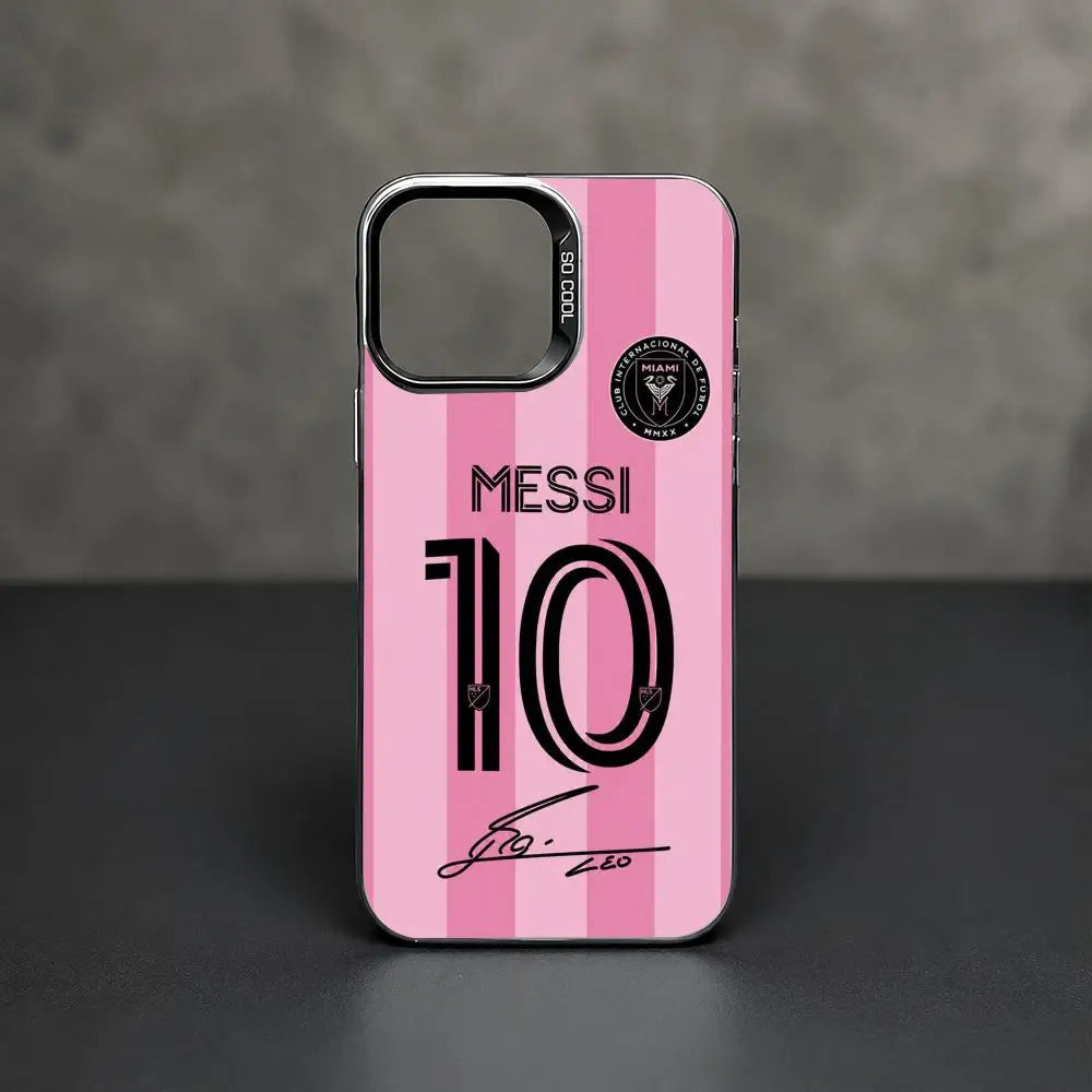 Messi Number 10 Gradient Silver Shockproof Phone Case For iPhone 11 To 17