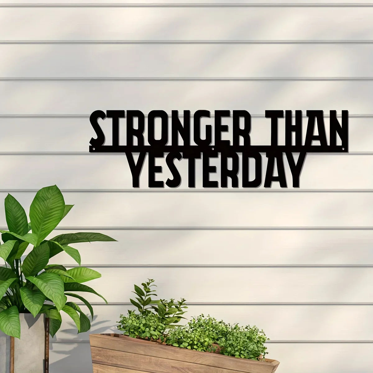 "Stronger than Yesterday" Motivational Metal Sign Inspirational Workout Wall Art Gym Decor Fitness Gift