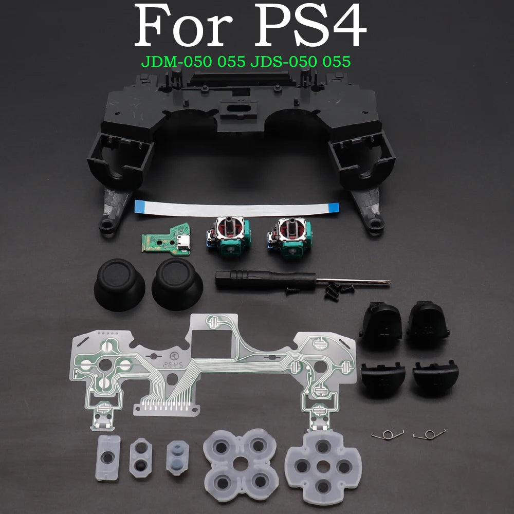 For PS4 Pro JDS 055 050 JDM050 055 Controller Frame Conductive Film L1 R1 L2 R2 Button Joystick Cap Charging Board
