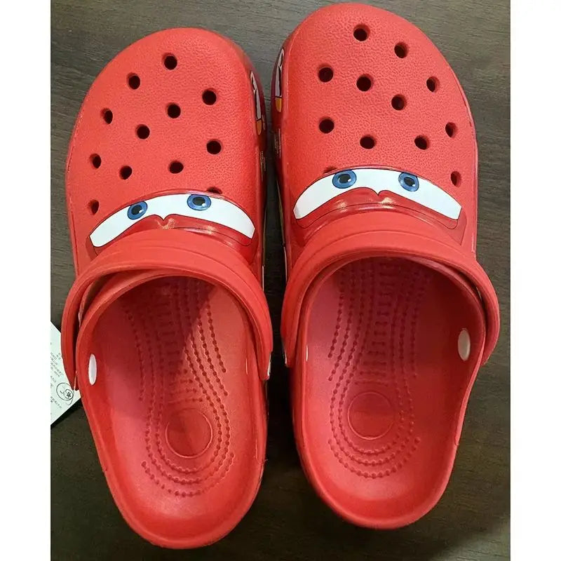 Lightninged 95 Cars Adults Hole Slippers Cartoon Solid Waterproof Slippers Outdoor Beach Sandals Breathable Eva Shoes