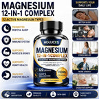 Magnesium 12-IN-1 Complex Capsules - Bone & Heart Health Supplement, Sleep Support,Muscle Relaxation,Stress & Anxiety Relief