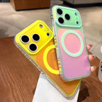 Luxury Laser Aurora Gradient For Magsafe Phone Case For iPhone 18 15 16 17 Pro Max Magnetic Wireless Charging Hard Bumper Cover