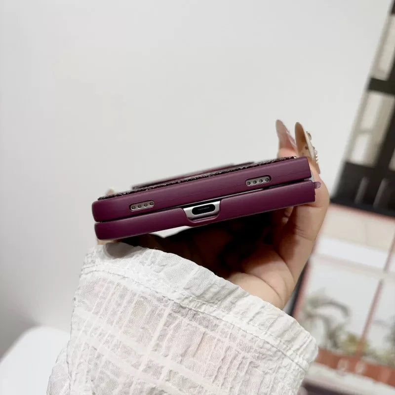 For iPhone Duo New Luxury Shell Flash Diamond 360° Rotating stand Phone Case For Magsafe Magnetic Wireless Charging Girl Cover