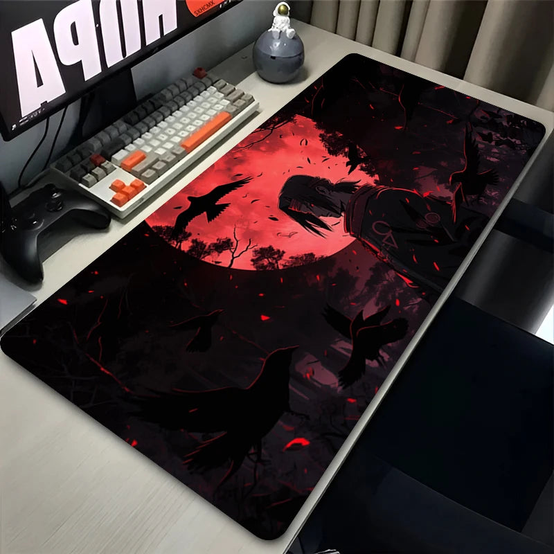 Mouse Pad Gamer Larger XXL Uchiha Itachi Madara N-Naruto Uzumaki Computer Keyboard Desk Mat Pc Gaming Accessories Black Mousepad