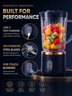Food Grade 800ml Wireless Blender 1500mAh Battery 6 Blade Fruit Juicer Cup 30W Portable Smoothie Mixer For Shakes Drinks