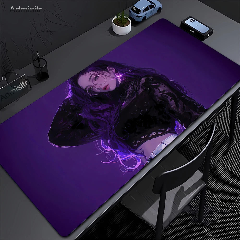 Anime Girl Purple Cute Mouse Pad XXL Laptop Gamer Cabinet Keyboard Rug Computer Kawaii Desk Mat Non-slip Large Mousepad 90x40cm