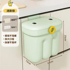 Kitchen garbage bin, household with lid, wall mounted garbage bin, no bending, large capacity, bathroom, hanging garbage bin