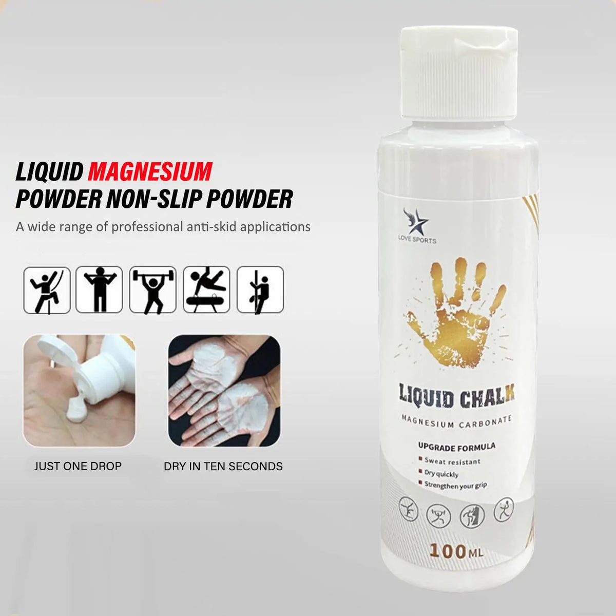 Liquid Chalk Sports Magnesium Powder Fitness Weight Lifting Anti Slip Cream Grip Weight Lifting Climbing Gym 50/100/200ml