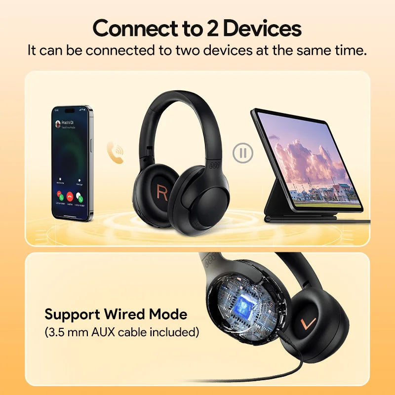 QCY H3 ANC Wireless Headphones Bluetooth 5.4 Hybrid Noise Cancellation 60H