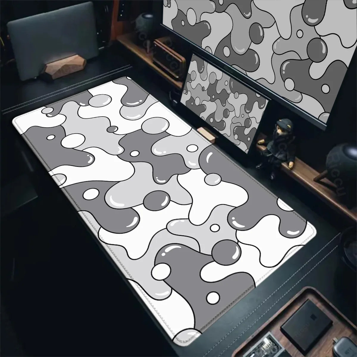 Gaming Mouse Pads Large Size Table Pad Blue White Strata Liquid Mouse Pad Computer Play Mat Leather Mouse Pad Keyboard Desk Mat