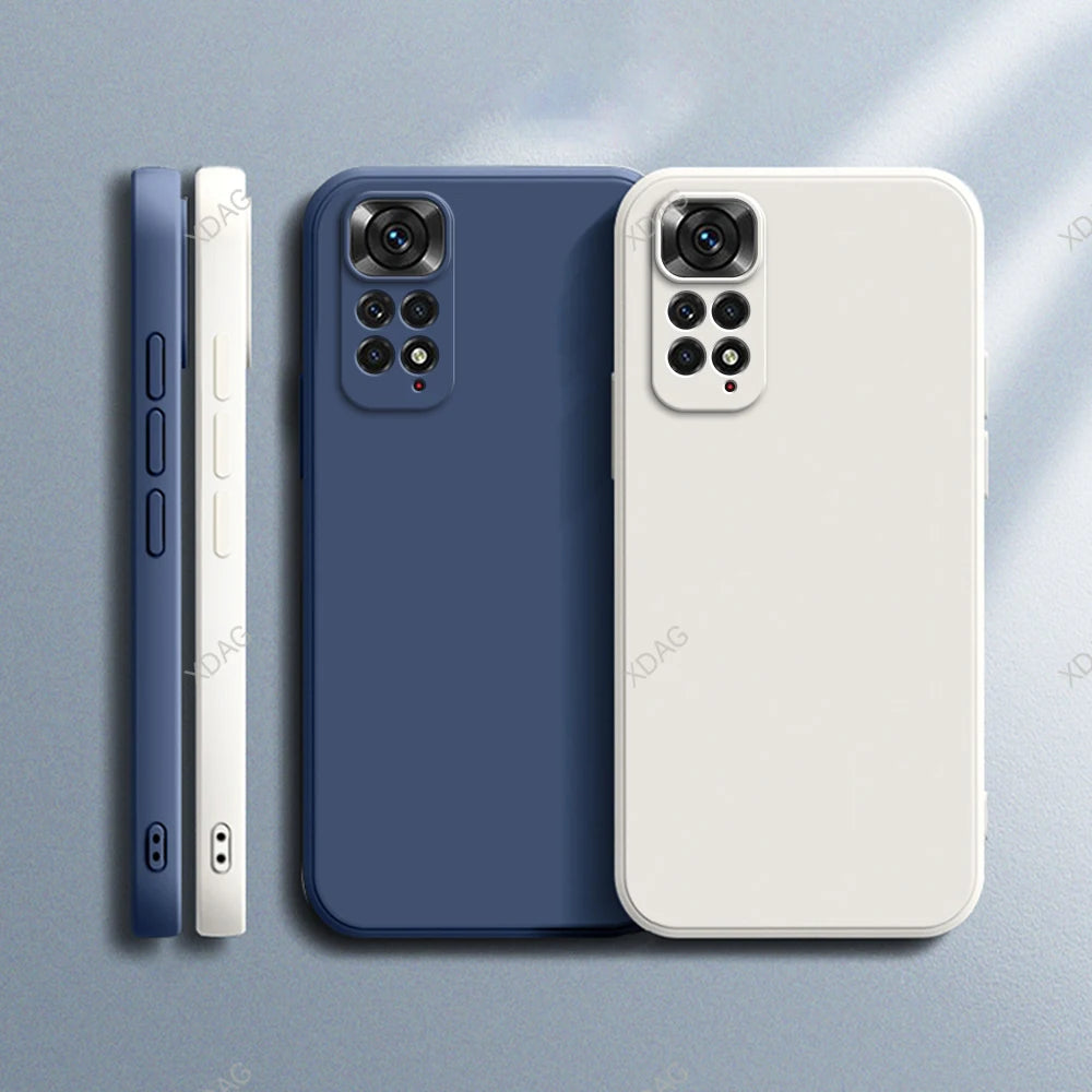 Basic Phone Case for Xiaomi Redmi Note 11 Global Market 4G 6.43" Soft Liquid Silicone Square Classic Lens Protection Back Covers