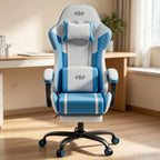 NEBMAAX Ergonomic Gaming Chair with Footrest Massage Function PU Leather Office Chair for Adults Swivel Computer Chair with Headrest And Lumbar Support