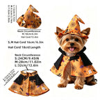 Halloween Pet Costume Cat Pumpkin Cloak Wizard Hat Set Fun Wizard Printing Craft Festive Atmosphere Party Dressing Photography