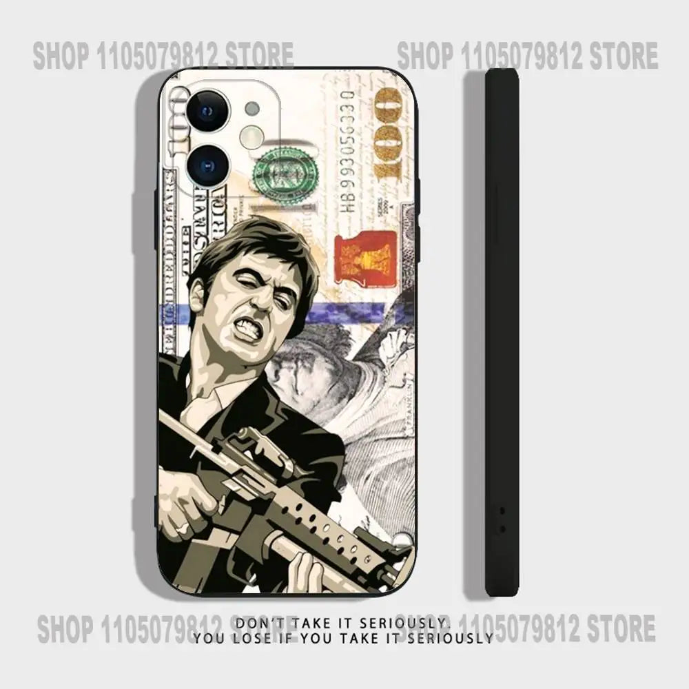 T-Tony M-Montana S-Scarface Phone Case For iPhone 17 16,15,14,13,12,11,Pro,XS,Max,XR,Plus,Mini Soft Silicone Black Shockproof