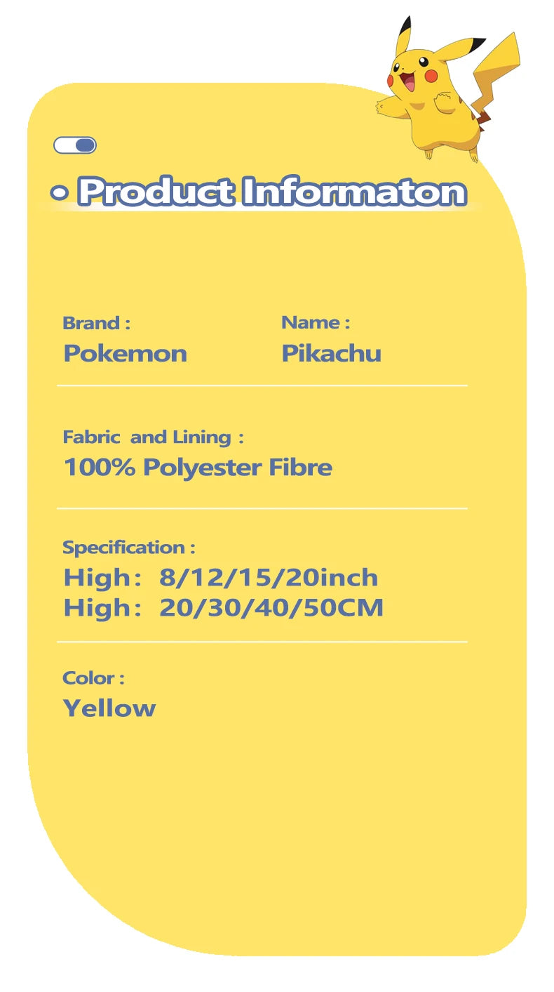 Large Original Pokemon Pikachu Stuffed Plush Toys Plushie Soft Animal Kawaii Anime Doll Throw Pillow Birthday Gift For Kids Baby