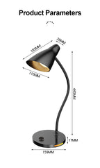 LED Desk Lamp Plug-In Knob Switch Five Level Dimming Desktop Reading Lamps Bedroom Dormitory  Clip Type Iron Bedside Desk Light