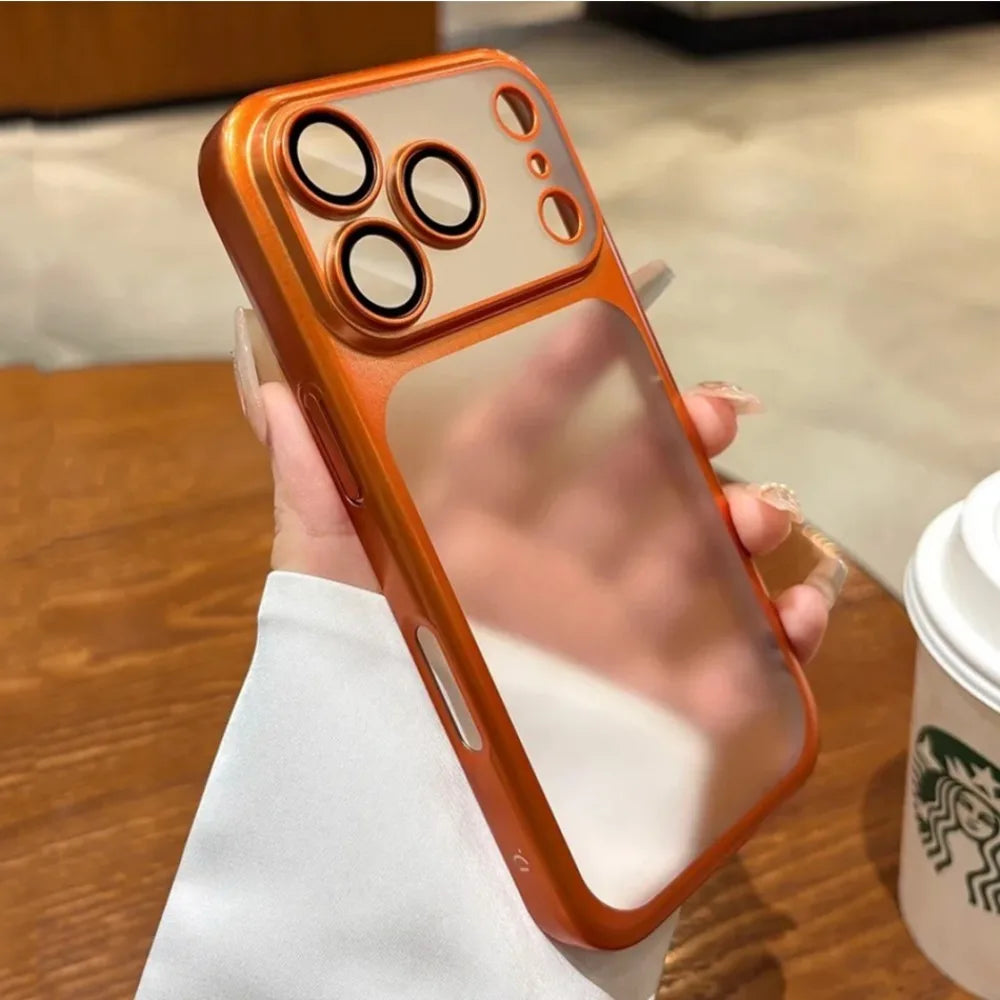 Luxury Plating Matte Ultra Slim Case for iPhone 17 18 16 15 14 13 12 Pro Max Camera Lens Film Protector Frosted Shockproof Case
