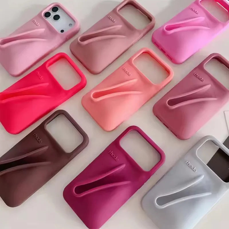 Hot‑Trend Rhode Lip Gloss Holder Cover for iPhone 11‑17, Anti‑Drop 3D Design Thick Silicone Single Shell Phone Accessory