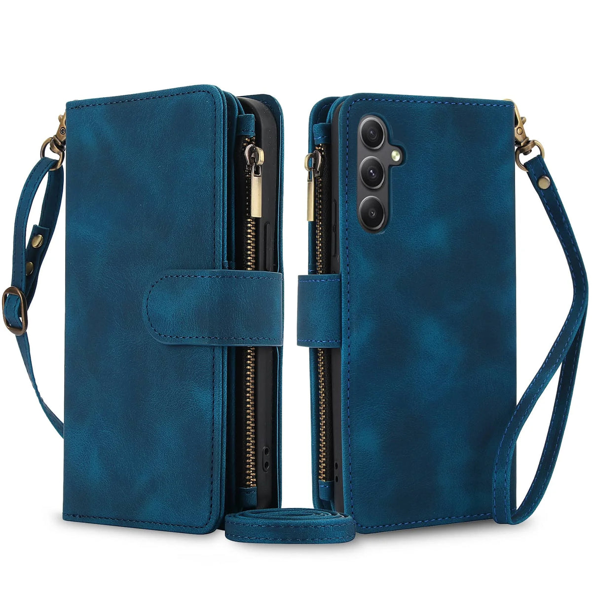 for Samsung Galaxy A35/A34/A25/A24/A73/A72/A55/A54/A53/A52/A15/A14 Case Wallet, Durable Leather Magnetic Buckle Flip Card Holder