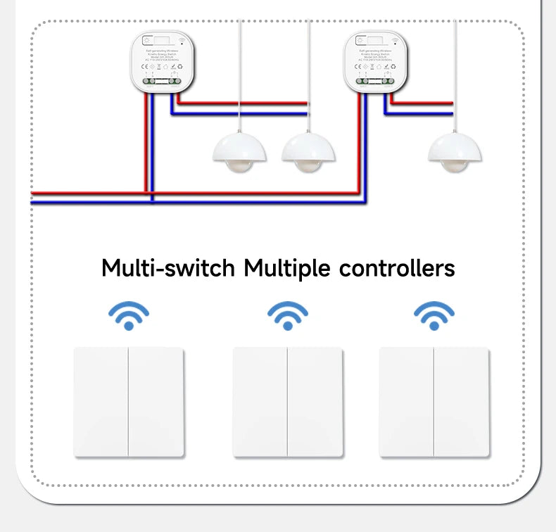 Self-powered Wireless Wall Switch No Battery Required 86Type RF433Mhz Waterproof Wall Switch