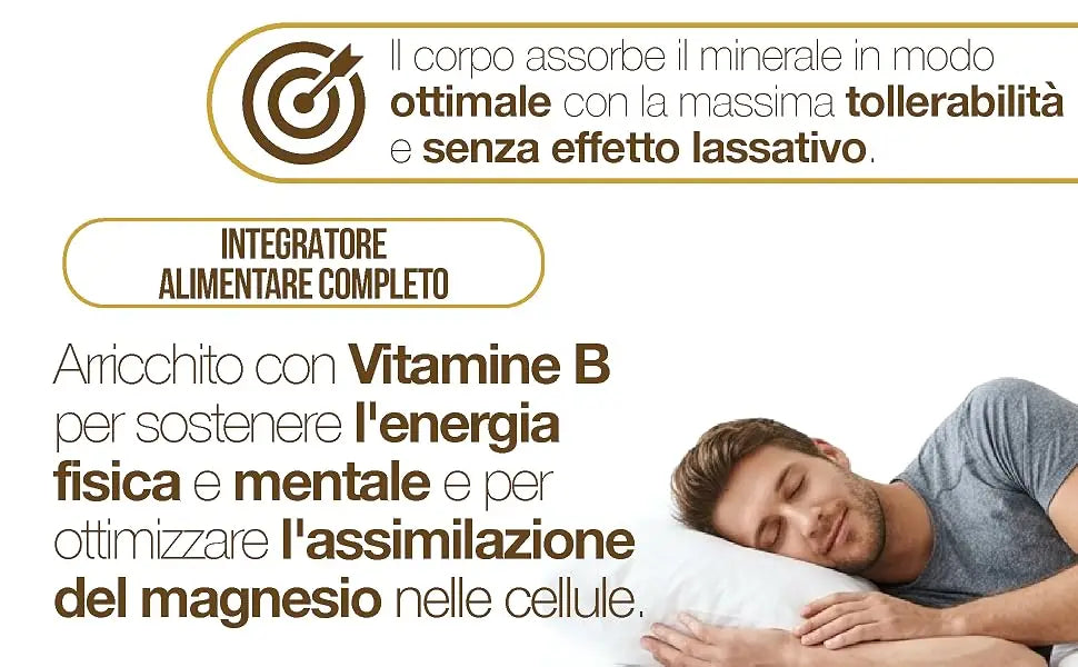 Magnesium Bisglycinate 120 Capsules with Vitamins B1, B5, and B6 for Fatigue | Supports the Nervous System, Muscles, and Energy Metabolism. 4 Months. Vegan, Gluten-Free and Lactose-Free, Made in Italy