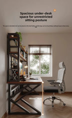 Gaming Desk with Bookshelf and Pegboard Computer Desk with Storage Shelf Home Office Study Desk for Bedroom Small Space