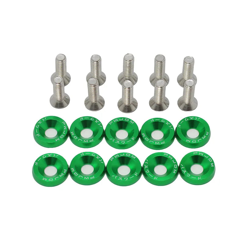 10 PCS M6 Automotive Hexagonal Fasteners, Mudguard Washers, Bumper Engine, Concave Screws, JDM Aluminum Mudguard Washers