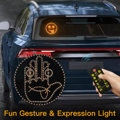 Car Gesture LED Light – Funny Road Rage Expression Lamp with Remote