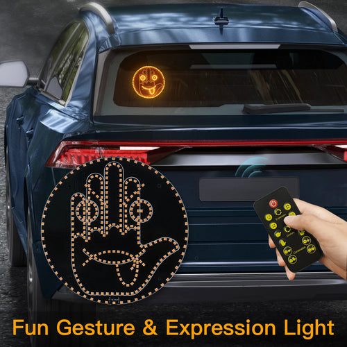 Car Gesture LED Light – Funny Road Rage Expression Lamp with Remote
