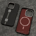 Relief Carbon Fiber Magnetic Case for iPhone 15 Pro Max 16 17 Pro Phone Cover Camera Metal Lens Protective Shell Hard PC Fundas