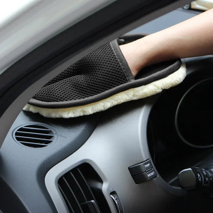 1 Stück Autowaschhandschuhe aus Kunstwolle Verdickte Plüsch-Autoreinigungshandschuhe Wachspolitur Autoreinigungszubehör Reinigungstuch