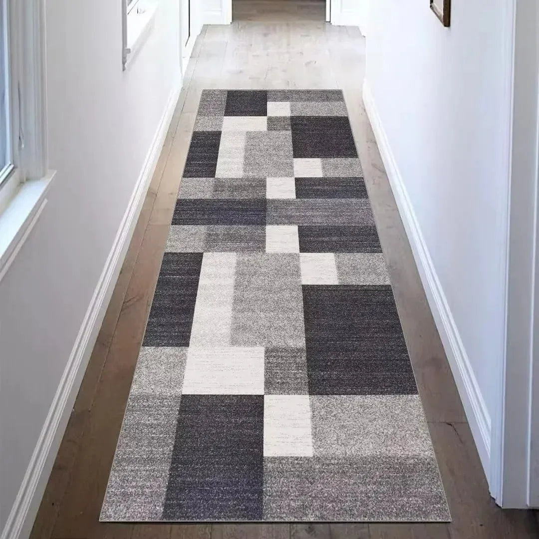 VIKAMA Modern Geometric Flannel Area Rug Non Slip Hallway Doormat