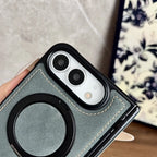 For iPhone Duo Fold Case Luxury PU leather Magnetic rotate stand Protective Back Cover For iPhone 18 Fold Phone Shell Funda