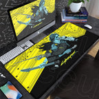 Black Gaming Mousepad XXL Rubber Non-slip Office Deskmat Anime Girl Playmat C-Cyberpunks Style Lock Edge PC Keyboard Accessories