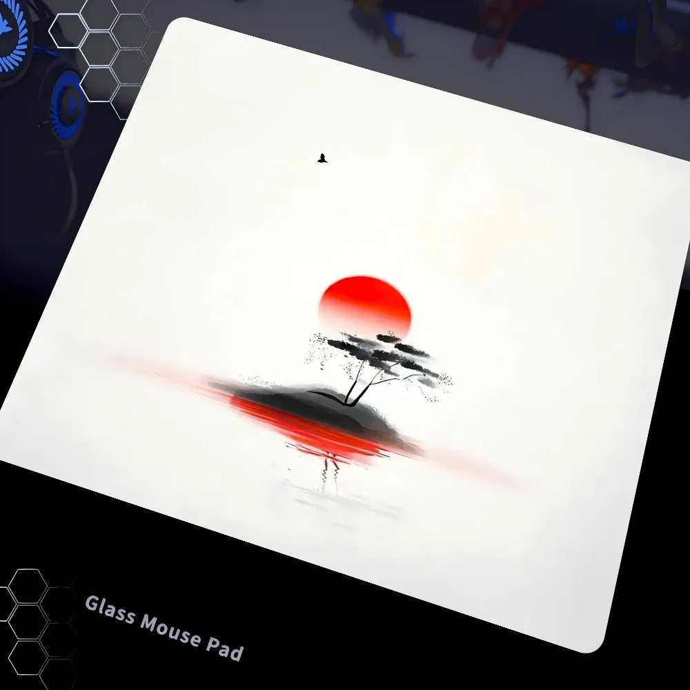 CIFBUY Photovoltaic Glass Gaming Mouse Pad Tempered Micro Etched Smooth Surface FPS Esports Desk Mat for Office Home PC Laptop
