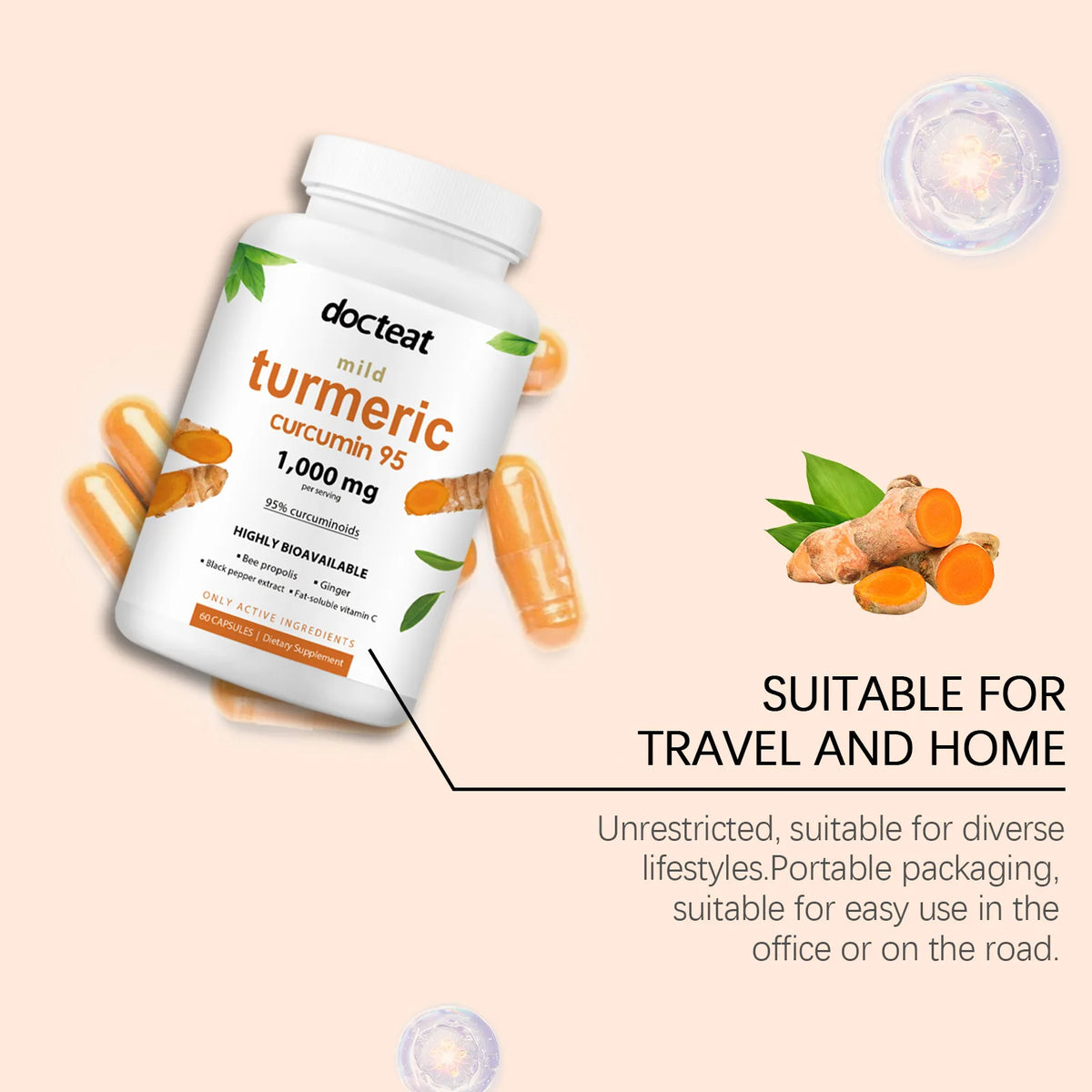 DOCTEAT Curcumin Joint Capsules Relieve Joint Soreness Improve Physical Fatigue Enhance Vitality Boost Immunity Health Capsules