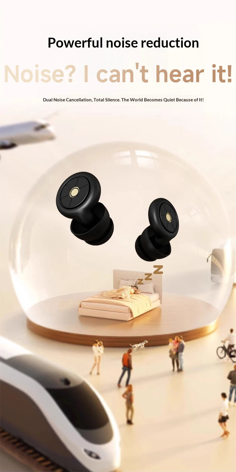 Ear Plugs for Sleeping Noise Cancelling 50dB, Reusable Silicone Earplugs Strong Sound Insulation, Multiple Sizes of Ear Caps
