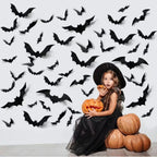 DIY Halloween Bat Decoration 3D PVC Bat Wall Sticker Black Bat Wallpaper Halloween Real Horror Prop