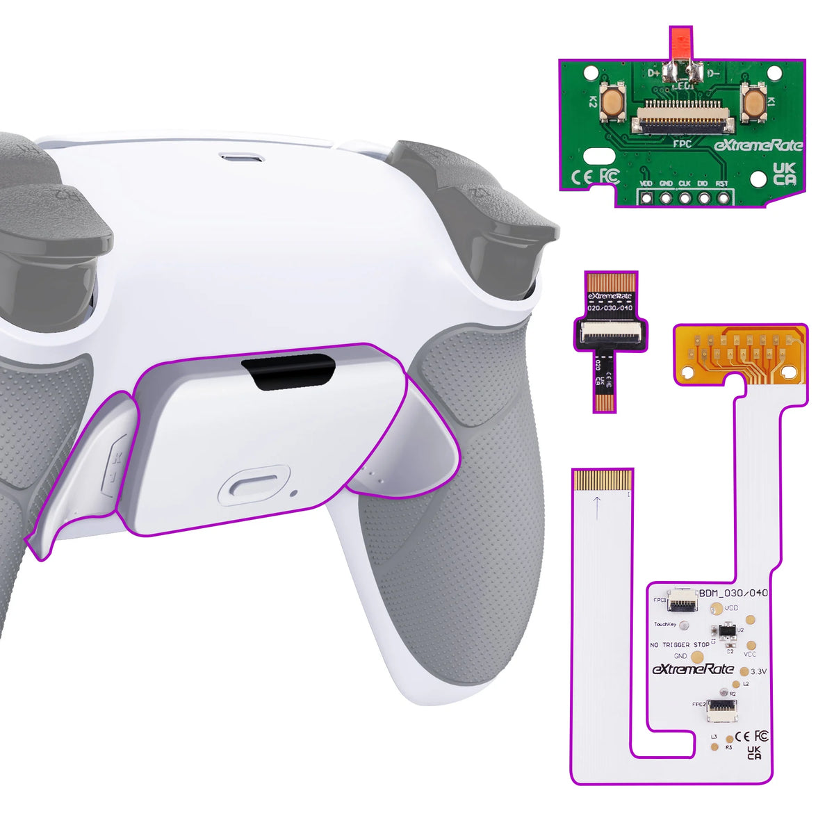 eXtremeRate Back Paddles Programable RISE V3 Remap Kit for ps5 Controller BDM-030/040/050, Upgrade Board Back Shell Back Button
