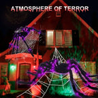 8 Modes Halloween Spider Web Lights Glow Waterproof Luminous Halloween Spider 5m Triangle Scary Giant Spider Bar