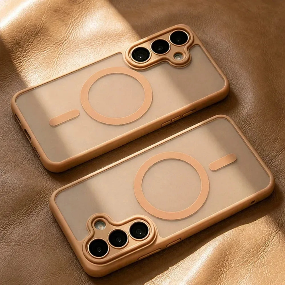Luxury Matte Case For Samsung Galaxy S26 S25 S24 S23 Ultra Plus FE A56 A36 A26 A17 S25Edge For Magsafe Wireless Charge Cover