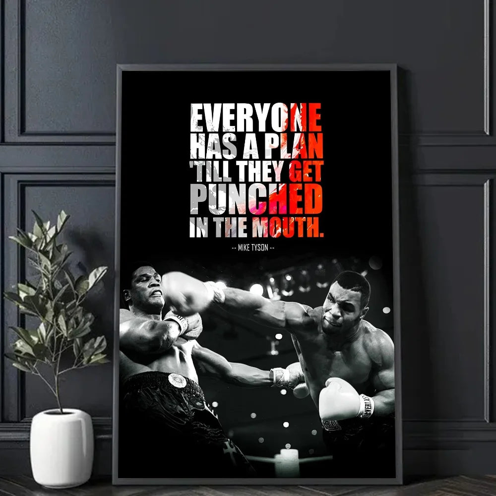 Mike Tyson Muhammad Ali Motivational Quote Poster Sticky Wall Art Printing Waterproof Home Living Bed Room Bar Aesthetic Decor