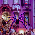 8 Modes Halloween Spider Web Lights Glow Waterproof Luminous Halloween Spider 5m Triangle Scary Giant Spider Bar