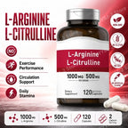 Amino Acid Supplement Capsules 120 Count Provide Energy & Healthy Living Support with 1000mg L-Arginine and 500mg L-Citrulline